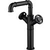 Faucet Rubinetti per lavabo nero opaco Stile industriale, Rubinetti per bagno a doppia maniglia in ottone, Rubinetto per lavabo a bordo vasca, Miscelatore per acqua calda e fredda,Hight