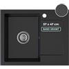 empiria SINK QUALITY SINK QUALITY Lavello in granito nero maculato 58 x 47 - Lavello con sifone e impregnante - Lavello da cucina nero screziato con scolapiatti per mobile da 50 pezzi