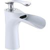ZYCDP Rubinetto Lavandino Bagno Cascata Miscelatore Monoblocco per Lavabo da Bagno Rubinetteria Bagno Ottone, Bianco + Cromo
