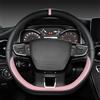 GUOQINGLH Auto Coprivolante per Leapmotor T03, PU Pelle Copri Volante Copri Protezione Volanti Traspirante Copertura Del Volante Antiscivolo Accessori,G/Pink