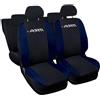 Lupex Shop Coprisedili auto compatibili con Adam, Bicolore Nero - Blu Scuro, Made in Italy, tessuto poliestere