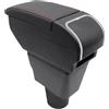 KAERGK Scatola per bracciolo a doppio strato per Hyundai i10 2021 2022 2023 Scatola portaoggetti per console centrale con portabicchieri Accessori per bracciolo nero