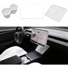 TOPABYTE 3PCS Accessori Console Centrale per Tesla Model 3 Highland 2024 Inserto Portabicchieri, Cornice Protettiva per Bordi Dello Schermo, Tappetino per Caricabatterie Wireless in Silicone, Bianco