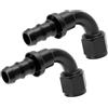A ABSOPRO Push Lock AN10 90 Gradi Nero 2Pz Per Carburante Alluminio | Diametro Interno 11mm, Diametro Tubo 18mm, Filettatura M20x1.5, Lunghezza 4.1cm, Dimensioni 9x6.5cm, Per Tubi Olio