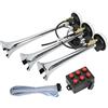 Zohisin Tromba aria 3 corni cromata 6 melodie 305/342/385x79mm DC12V/24V per auto club, camion e yacht suono potente e design distintivo per veicoli e imbarcazioni