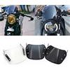 PSLER Deflettore per Parabrezza Compatibile con Moto 5'' - 7'' Faro Anteriore, PSLER Parabrezza Universale Retrò per Carenatura Faro Tondo da 5-7 Pollici Accessori Retrofit per Moto(Nero)