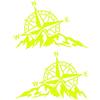 Pimastickerslab Kit 2 Adesivi Rosa dei Venti Adventure Avventura Offroad Auto Camper Decalcomanie Scegli Colore e Misura -cod. 1654- (029 Giallo Fluo, cm 25 x 16 cad.)