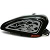 Pimastickerslab Kit 2 adesivi moto serbatoio teschio fiamme skull chopper harley custom vintage cod. 1670 (074 GRIGIO MEDIO, OPACO (matt_opaque))