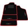 Generico Tappetini compatibili con Fiat Panda 141 1980-2003, ricamo bandiera Italia, kit tappetini auto personalizzati, set tappeti in moquette, bordo rosso.