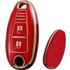 ontto Custodia per chiave auto, adatta per Suzuki Vitara Swift Ignis Kizashi Ciaz SX4 S-Cross Alto Baleno Ertiga custodia protettiva TPU portachiavi portachiavi custodia 3 tasti oro rosso