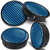 SkinoEu 4 x 60mm Coprimozzi Coprimozzo per Centro Universale Copricerchi Tappi per Ruote Cerchi in Lega Nero Blu Lucido Carbonio CX 14