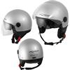 A-Pro Casco Jet Scooter Moto ECE 22-06 Doppia Visiera Parasole Argento M