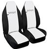 Rebeca Shop® Coprisedili Auto Compatibili per Smart | Made in Italy | Set Copri-sedile Anteriori Coppia (w451 - Seconda Serie, Bianco/Nero)