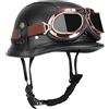 Tewzafiya Casco Motociclista Stile Tedesco - Casco da Moto Leggero per Guida | Di Sicurezza Per Moto, Casco Parziale Con Protezione Per La Testa Adulti