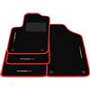 Generico Tappetini compatibili con Fiat 500 Hybrid 2020-2025, ricamo bandiera Italia, kit tappetini auto personalizzati, set tappeti in moquette, bordo rosso.
