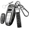 Rondrive Custodia per chiave compatibile con Audi A6 C8 S6 RS6 A7 S7 RS7 A3 8Y Sportback A8 D5 4N Q7 RSQ8 Q4 Q8 Etron 2018-2024 Custodia per chiave auto in metallo Guscio chiave in fibra di carbonio