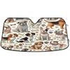 RPLIFE Parasole per parabrezza con simpatici cani in stile cartone animato, copertura pieghevole per finestrino anteriore, parasole (L)