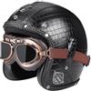 EBAYIN Casco vintage retrò Scooter Casco jet ciclomotore Casco mezzo casco in pelle 3/4 con visiera Casco aperto per uomo e donna Certificazione DOT ECE,K-L=(59~60cm)