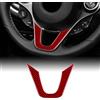KUNGKIC Copertura trim telaio mento volante auto in fibra di carbonio, copertura volante, adesivo decorativo compatibile con Mercedes Benz Smart 453 Fortwo Forfour 2016-2024 Accessori, Rosso