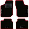 QUEMAR Tappetini Auto per Opel Corsa B, Bordo Rosso, 4 Ricami | 1993-2000 / Kit Tappeti Moquette e Gomma su Misura / Set 2 Anteriori + 2 Posteriori / Ricami e Colori Personalizzati