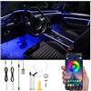 QAUBEN Auto Interno Strip Luces, 2 in 1 Multicolore RGB Auto Ambient Luceing Kit, 3m Fibra ottica EL Neon Tube Luce, Modalità fai da te Musica Sincronizzazione APP Controllo DC 12V