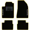 QUEMAR Tappetini Auto per Alfa Romeo GIULIETTA, Bordo Giallo, 2 Ricami | 2016-2020 / Kit Tappeti Moquette e Gomma su Misura / Set 2 Anteriori + 2 Posteriori / Ricami e Colori Personalizzati
