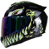 RUTXE Casco integrale per scooter da moto con 3 opzioni di lenti Caschi da moto DOT Casco turistico per uomini & donne Pendolarismo quotidiano (Mostro verde) (C,55~56cm M)