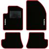 QUEMAR Tappetini Auto compatibili con Ford Fiesta MkV 5 serie 2002-2008/ Kit Tappeti Moquette e Gomma su Misura (Set 2 Anteriori + 2 Poster.)/Ricami e Colori Personalizzati (2 Ricami, Bordo Rosso)