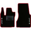 QUEMAR Tappetini Auto per Smart Fortwo 453, Bordo Rosso, 2 Loghi+Ricami | 2014-2024 / W453 / Kit Tappeti Moquette e Gomma su Misura / Set 2 Anteriori / Ricami e Colori Personalizzati / Antiscivolo
