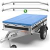 Tarpofix® Telo per rimorchio auto 266 x 160 x 10 cm + 2x Staffa per telone (regolabile 140-210 cm) - Copri rimorchio in materiale PVC - Telo PVC per vari rimorchi auto da 750kg & 1000kg