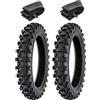 Generic 2 Gomme Copertoni Pneumatici + 2 Camere Moto Mini Cross 3.00-12 Tassellati Minimoto Minicross