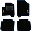 QUEMAR Tappetini Auto per Citroen C3 Picasso, Bordo Blu, 2 Ricami | 2009-2017 / Kit Tappeti Moquette e Gomma su Misura / Set 2 Anteriori + 2 Posteriori / Ricami e Colori Personalizzati