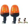 Generic 2X Lampeggiante Girofaro 60 LED con 2 Supporti Piantone a L Piatto Cappuccio per Trattori Veicoli di Soccorso Camion