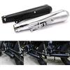 JaneShop Moto Marmitta Tubo di scarico per 35mm 38mm 41mm 43mm 45mm per Chopper Cruiser Bobber Old School Cafe Racer (Nero)