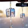 FENGHUO Ciondolo per la decorazione dell'interno dell'auto con foto,Decorazioni per l'interno dell'auto,Ciondolo di cristallo con foto personalizzabile,Regalo per la famiglia e gli amici