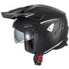 Generico Casco cross enduro aperto Jet Sheratan con visiera parasole a scomparsa Trial Street Scooter Moto NERO TAGLIA M