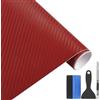NewL Pellicola Vinile Auto Adesiva Carbonio 3D Rosso 50 x 152 cm | Texture fibra di carbonio 3D, attrezzi installazione inclusi, canali scarico aria, estensibile, adatto per auto, moto, mobili