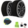 CLICK&GO CALZA DA NEVE 235/50 R19 PNEUMATICI CON CERCHIO 19 MISURA XL COPPIA DI CALZE PER NEVE GHIACCIO OMOLOGATA SET ANTI-SLITTAMENTO MONTATE SULLE RUOTE MOTRICI MAX 30KM/H PER AUTO,SUV,4×4,FURGONI