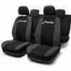 Lupex Shop Coprisedili Auto Compatibili Panda Seconda Serie (mod.169) Versione Intera Nero Grigio Scuro Set Copri-Sedile Anteriori e Posteriori Logo Ricamato Airbag Compatibile Accessori