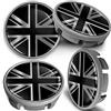 SkinoEu Compatibile con Coprimozzo VW 65mm Copricerchi Tappi Ruota Cerchi Lega Ricambio Argento Nero Bandiera del Regno Unito UK CVS 1