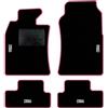 QUEMAR Tappetini Auto compatibili con MINI R50 R52 Cabrio R53 2001-2007/ Kit Tappeti Moquette e Gomma su Misura (Set 2 Anteriori+2 Poster.)/ Ricami e Colori Personalizzati (Bordo Rosa, 4 Ricami)