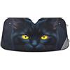 RPLIFE Parasole per parabrezza auto, motivo gatto nero, copertura pieghevole per parabrezza anteriore, copertura parasole per parabrezza auto - 134,6 × 59,7 cm