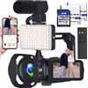 VETEK Videocamera 8 K, 48 MP, UHD, WiFi, visione notturna a infrarossi, per YouTube, zoom digitale 18x, schermo LCD da 3, fotocamera digitale con microfono, scheda SD da 32 G, telecomando e 2