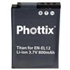 Phottix batteria professionale alta qualità compatibile NIKON EN-EL12 ENEL12 - 800mAh