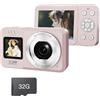 HEEZOU Fotocamera Da Viaggio Con Doppio Display 4K UHD 64MP Zoom 18X Per La Scuola Giovanile E Le Avventure Fotocamera ABS Per Adolescenti