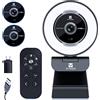 VITADE Webcam per streaming con luce ad anello, webcam zoomabile con telecomandi, 1080P 61FPS, messa a fuoco automatica veloce, copertura privacy integrata, microfoni per riduzione del rumore, per PC