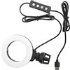 AKLOSIPY Luce Dimmerabile a LED da 4 Pollici con Clamp/Holder e Potenza USB per Videoconferenze, Streaming Live e Istruzione Online