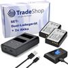 Trade-Shop Set 3 in 1 composto da 2 batterie + USB doppia batteria Dual LCD caricatore rapido per 2 batterie sostituisce Canon LC-E10 per Canon LP-E10 EOS 1100D 1200D 1300D 2000D 4000D
