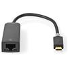 Nedis Adattatore di rete USB, supporto Type-C e Gigabit Ethernet, Plug and Play - Converti una porta USB-C in una porta RJ45 con questo adattatore USB-C