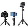 Ruittos Vlogging Treppiedi Selfie Stick, Go Pro Treppiede Allungabile per iPhone, Webcam, Desktop, Sony, Go Pro, Travel, (Nero-Grigio)
